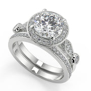 Kianna Halo Pave Set Round Cut Diamond Engagement Ring - Nivetta